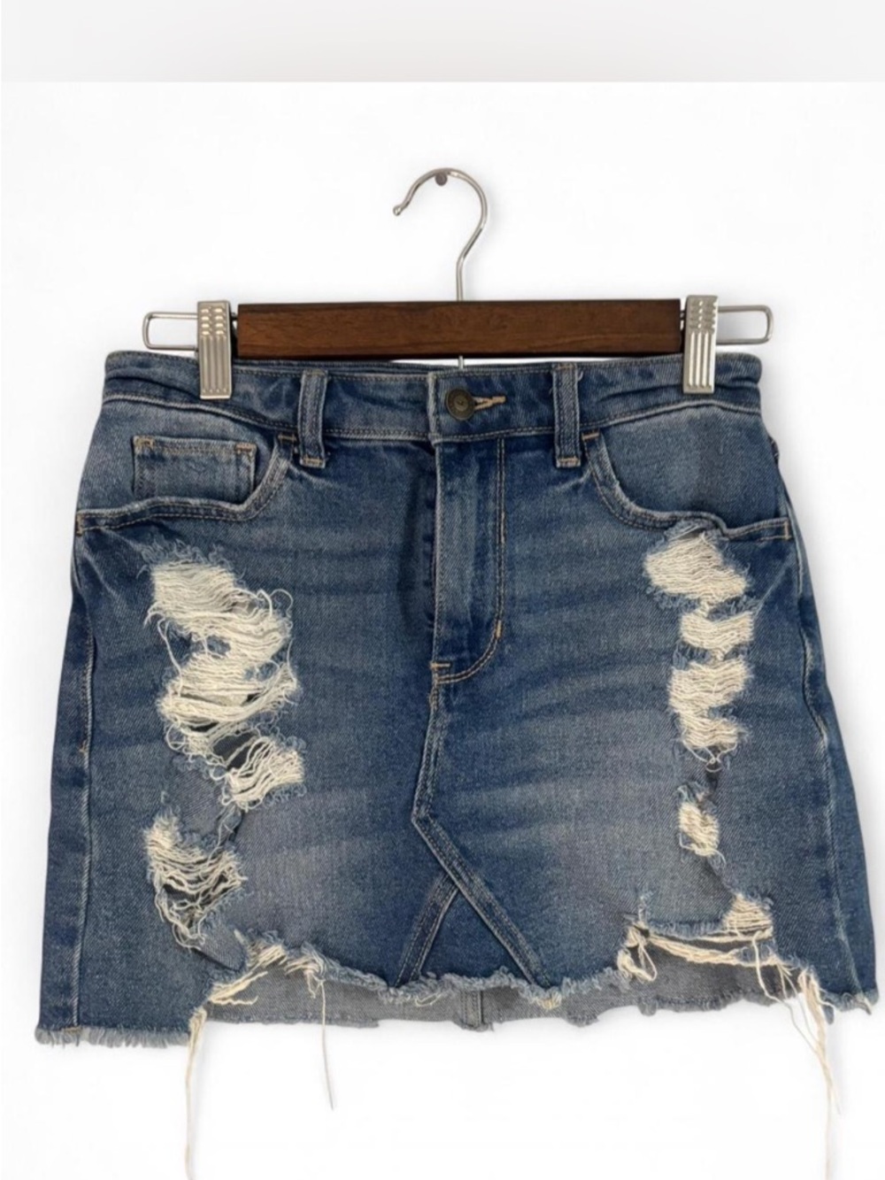 Y2K Hollister high rise distressed denim mini skirt - Picture 2 of 5